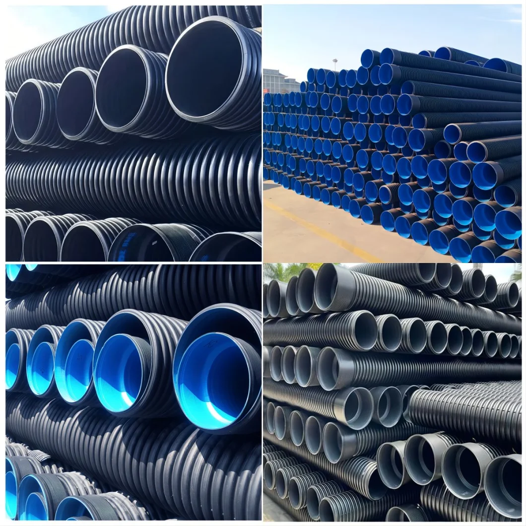 PE100/80 Material Sn16 Buried HDPE Double Wall Corrugated Pipes for Sewage Drainage