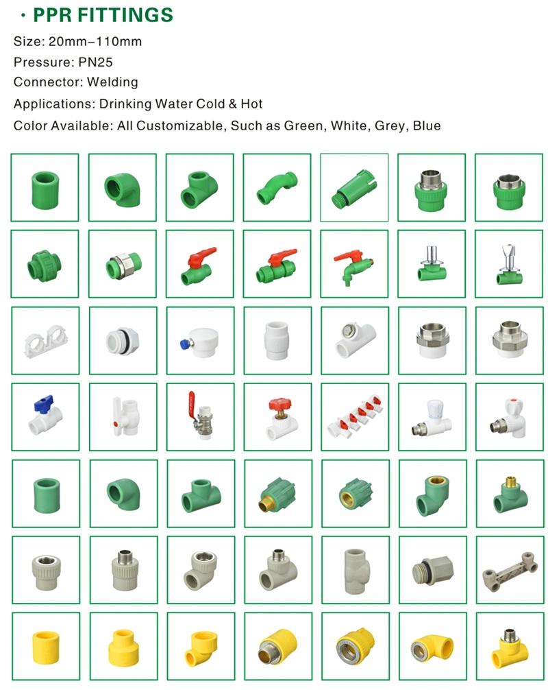Dn20mm-Dn110mm Cold and Hot Water PPR Pipe&PPR Fittings/Commercial Residential Pipes